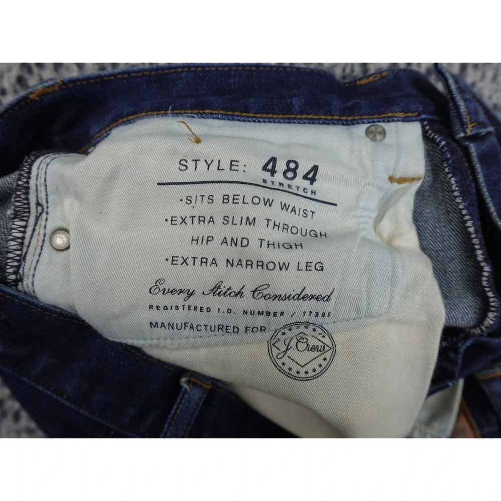 J.Crew 484 Slim Fit Jeans Mens 32x34 Dark Wash Japanese Kurabo Denim Indigo